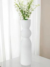 White Ceramic Tall Vase, 38cm Minimalist Style Flower Vases for Home, Office