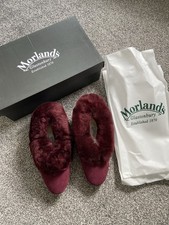 Morlands Glastonbury Seaforth Sheepskin Slippers Damson Burgundy Red Fur 4 New 