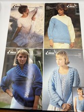 Knitting Patterns Short & Long Sleeve Tops & Jumpers Ladies Vintage Emu