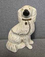 Large Antique Staffordshire Beswick Style Pair of Wallie Dogs / Spaniels - 23cm