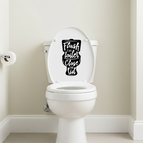Flush close toilet sticker - flush, &