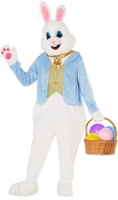 Adult Deluxe Easter Bunny Costume Unisex White Rabbit Mascot Fancy Dress