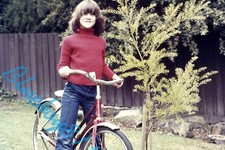 Child On Bike Back Garden 1970's 1970's Original 35 mm Slide 