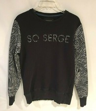 RARE Serge Denimes London Black/White Palm Leaves Crewneck Sweatshirt Mens Sz S 