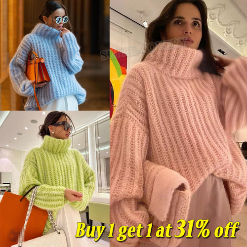 Women chunky knitted - high, polo