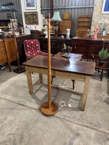 Vintage oak standard lamp - vintage,