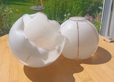 Pair Of Vintage Milk Glass Opaline Lampshades