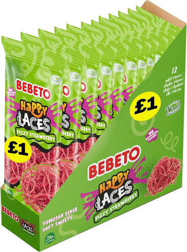 Fizzy strawberry laces - fizzy, (180g)