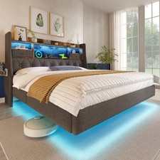 Super king led upholstered bed - led,