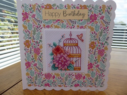 Completed cross stitch card - ,