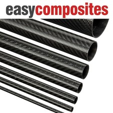 High Strength Woven Finish Roll Wrapped Carbon Fibre Tube in 1m (1000mm) Length