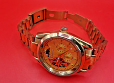 EDISON AUTOMATIC WATCH MOONPHASE GOLD COLOUR STAINLESS STEEL STRAP