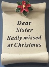 Sister Christmas Xmas Poinsettia Flower Memorial Tribute Stick Graveside Plaque