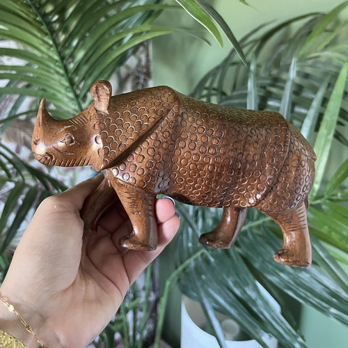 Rhinoceros wooden ornament - rhinoceros,