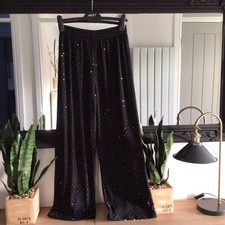 QED LONDON Black Sparkle Trousers Size 12 Elastic Brand New