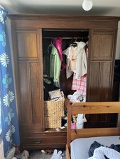 Antique Vintage Art Deco Wardrobe Arts And Crafts With Mirror Door