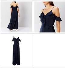 Coast Size 16 Navy Zinnia Ruffle Bridesmade/Prom Dress,Cold shoulder,Long NEW