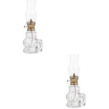  2 Count Kerosene Lamp Lantern Antique Oil Lamps Classic Vintage Glass