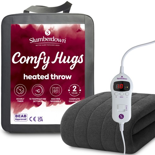 Heated throw blanket grey - heated,