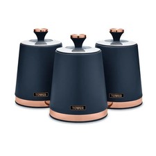 Tower T826131MNB Cavaletto Set of 3 Storage Canisters for Tea/Coffee/Sugar, Stee