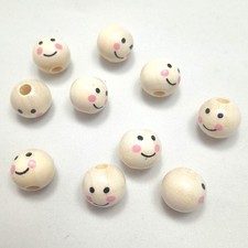 10 x Wooden Doll Head Beads