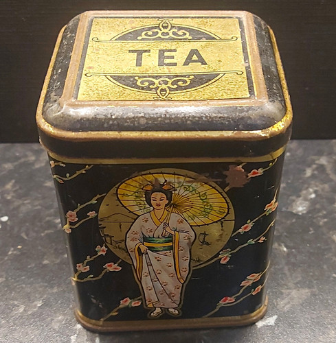 Vintage metal tea - vintage, caddy