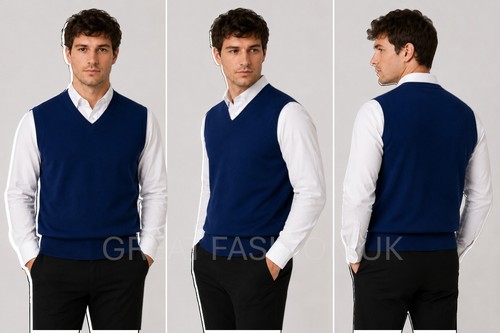 Mens sleeveless jumper - sleeveless, plain
