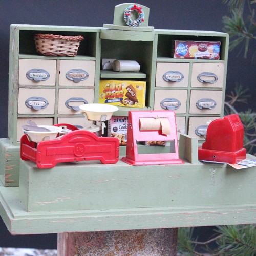 Antique wooden shop dollhouse