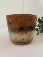 Vintage 1970's West German Plant Pot Ceramic Planter Scandi Brown Beige Large