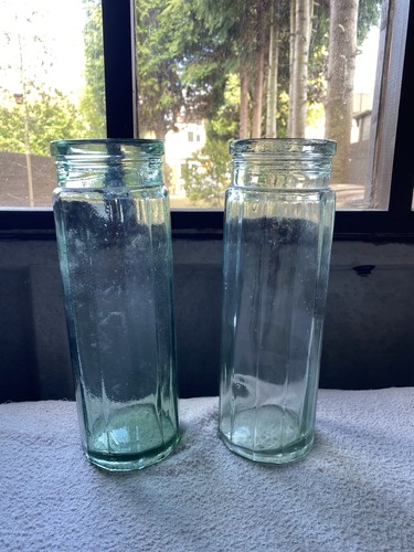 Vintage green glass tall pasta - green,