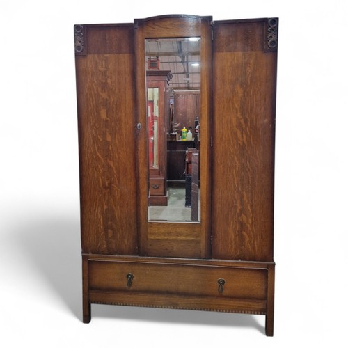 Antique oak wardrobe single - oak,