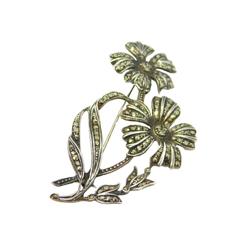 Sterling silver marcasite - silver,