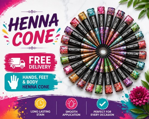 Dark brown henna cones - x3,