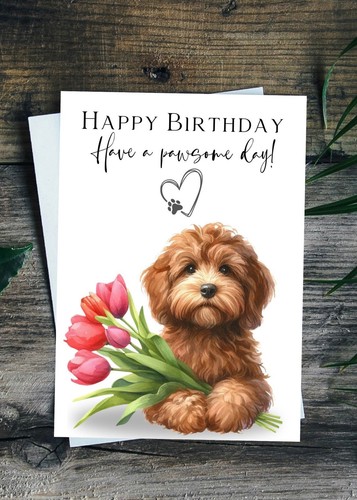 Cockapoo birthday card for - for, dog