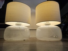 Pair Vintage Ikea Lamp Swedish ISSJO By Maria Kariis Clear Glass Table