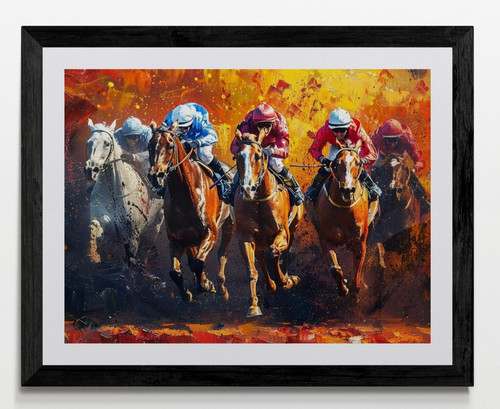 Horse racing framed canvas - framed,