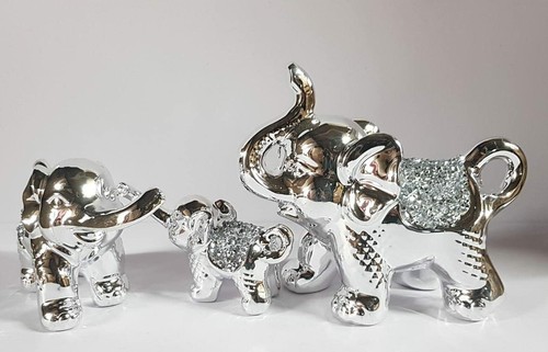 New silver set elephants - new,