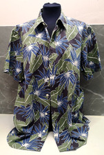 Gap Blue Floral Green Palm Leaves Hawaiian Short Sleeve Button Day Shirt Men's L