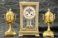 Antique french clock four glass garniture