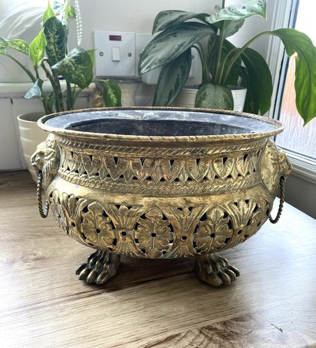 Repousse brass footed - brass,