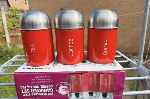 3pc canisters jar tin set - jar, tea
