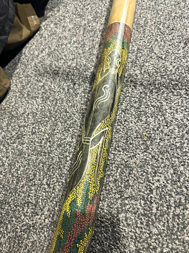Wooden didgeridoo hand painted - hand,