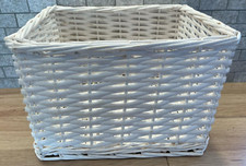 WHITE WICKER STORAGE BASKET