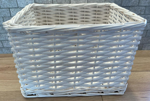 White wicker storage basket - white,