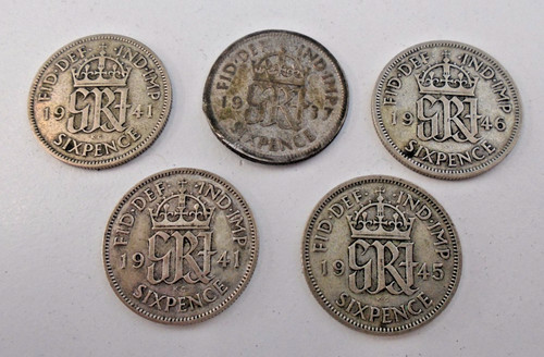 Crvi monogram silver sixpences - silver,