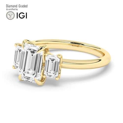 Emerald diamond trilogy - diamond, ring