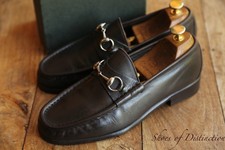 Gucci Brown Leather Silver Bit Loafers Shoes Men's UK 7 E US 8 EU 41
