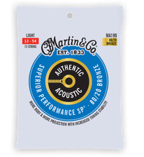 Martin MA190 12 String Light 12-54 80/20 Bronze Acoustic Guitar Strings 1-3 Pack