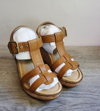Hush Puppies Cores T Strap Wedge Brown Leather Sandals Size 4 EU 37