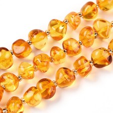 Strand 58+ 6mm Natural Gold Amber Nugget Seed Beads UK